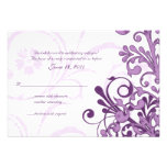 Carte- de réponse florale d'abrégé sur pourpre bla carton d'invitation