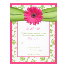Carte- de réponse florale de mariage damassé de ro faire-part personnalisé