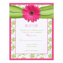 Carte- de réponse florale de mariage damassé de ro bristol personnalisé