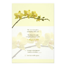 Carte- de réponse jaune de mariage d'orchidée faire-part personnalisé