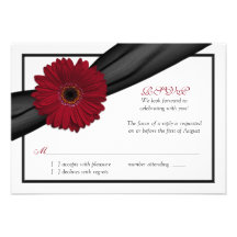 Carte- de réponse rouge-foncé de mariage de ruban  invitations personnalisées