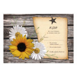 Carte- de réponse rustique de mariage de marguerit faire-parts