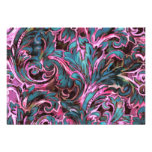 Carte- de réponse turquoise rose de Brown de damas Invitations