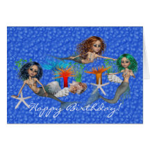 Carte de sirène de joyeux anniversaire