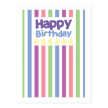 Carte de stripey de joyeux anniversaire carte postale