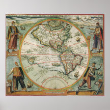Carte de Vieux Monde antique des Amériques, 1597 Affiches