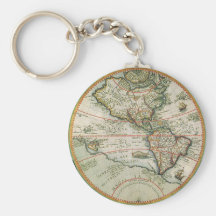 Carte de Vieux Monde antique des Amériques, 1597 Porte-clef