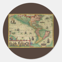 Carte de Vieux Monde antique des Amériques, 1606 Adhésif
