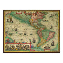 Carte de Vieux Monde antique des Amériques, 1606 Carte Postale