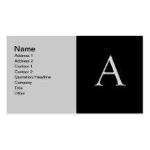 Carte de visite argenté augmenté de la lettre "A"