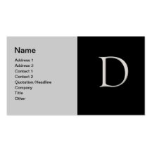 Carte de visite argenté augmenté de la lettre "D"