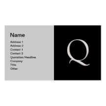 Carte de visite argenté augmenté de la lettre "Q"