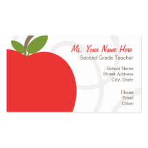 Carte de visite de professeur - Apple rouge lumine