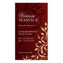 Carte de visite de thérapeute de massage