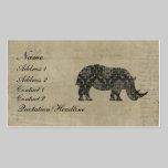 Carte de visite/étiquettes de silhouette de rhinoc cartes professionnelles