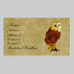 Carte de visite/étiquettes rouges d'or de hibou cartes professionnelles