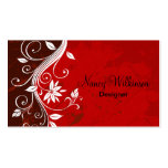 Carte de visite grunge floral rouge