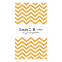 Carte de visite orange moderne de motif de chevron