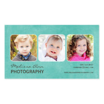 Carte de visite turquoise vintage de photographe d