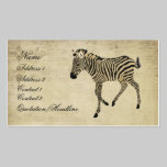 Carte de visite vintage de zèbre/étiquettes noirs  cartes professionnelles