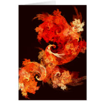 Carte de voeux d'art abstrait de Firebirds de dans