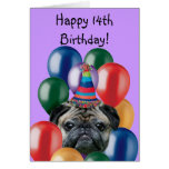 Carte de voeux de chien de carlin de joyeux annive