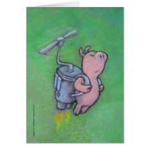 carte de voeux de porc de fusée