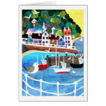 Carte de voeux de port de pêche