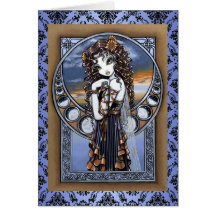 Carte de voeux féerique d'art de lune gothique de 