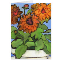 Carte de voeux orange de dahlia