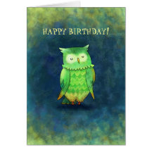 Carte de voeux verte de hibou (personnalisable)