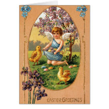 Carte de voeux vintage d'ange de Pâques
