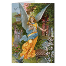 Carte de voeux vintage d'ange de Pâques