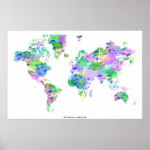 Carte d'éclaboussure de Planisphere du monde Posters