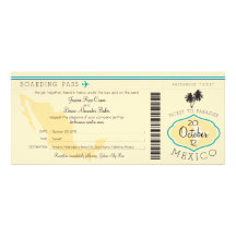 Carte d'embarquement au faire-part de mariage du M