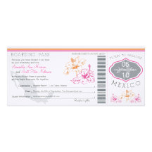 Carte d'embarquement de mariage vers le Mexique Cartons D'invitation