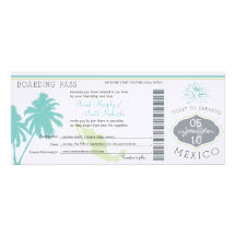 Carte d'embarquement de mariage vers le Mexique Faire-parts