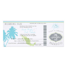 Carte d'embarquement de mariage vers le Mexique Faire-part Personnalisé