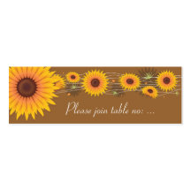 Carte d'endroit de Tableau de noce de tournesols Cartes De Visite Personnelles