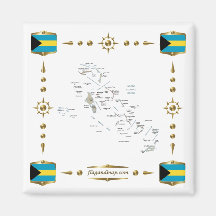 Carte des Bahamas + Aimant de drapeaux