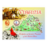 Carte d'état de la Virginie Cartes Postales