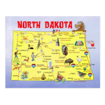 Carte d'état du Dakota du Nord Carte Postale