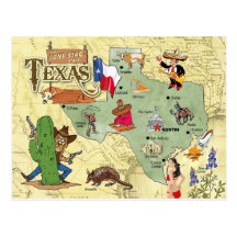 Carte d'état du Texas Cartes Postales