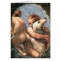 Carte : Deux anges, un avec un chien