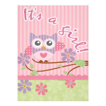 Carte d'invitation de hibou de bébé