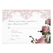 Carte d'invitation de réponse de RSVP - cru rose d