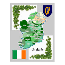 Carte du comté de l'Irlande Cartes Postales