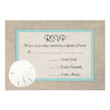 Carte du mariage de plage du dollar de sable RSVP Invitations