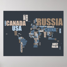 Carte du monde dans les mots posters