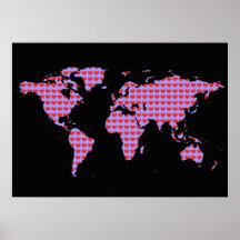 carte du monde - motif d'amour affiches